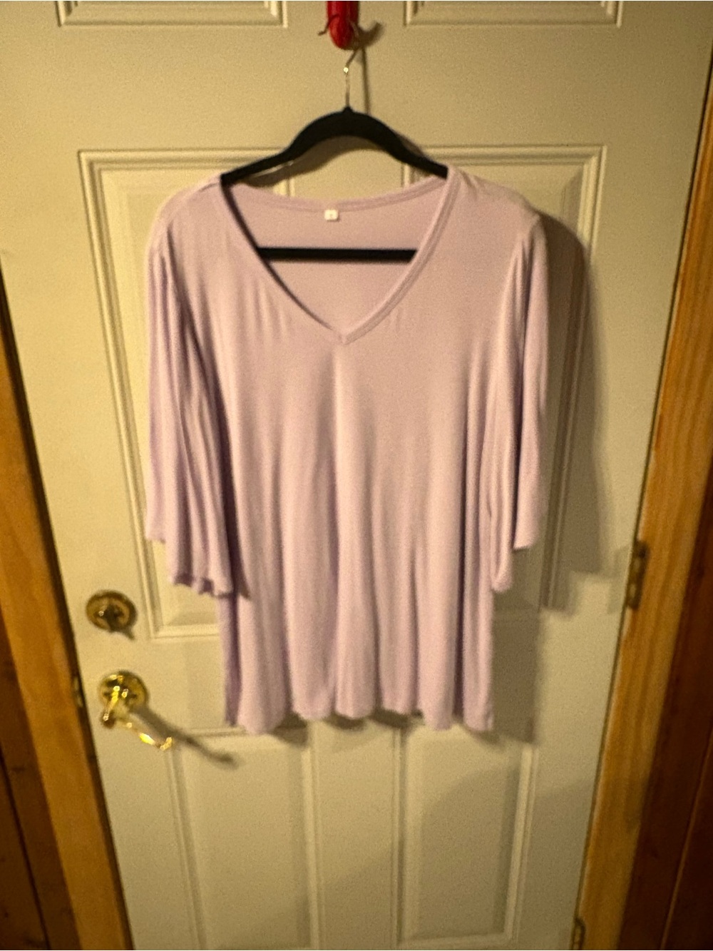 Relaxed V-Neck Tunic Top in Soft Lavender Stretchy Size X Large